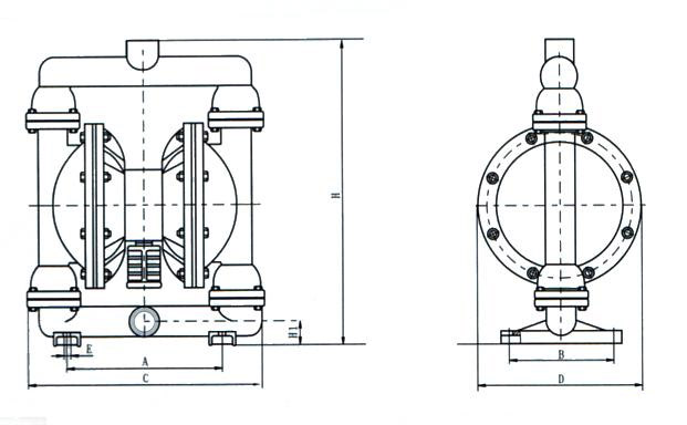 QBY系列氣動隔膜泵(安裝尺寸)